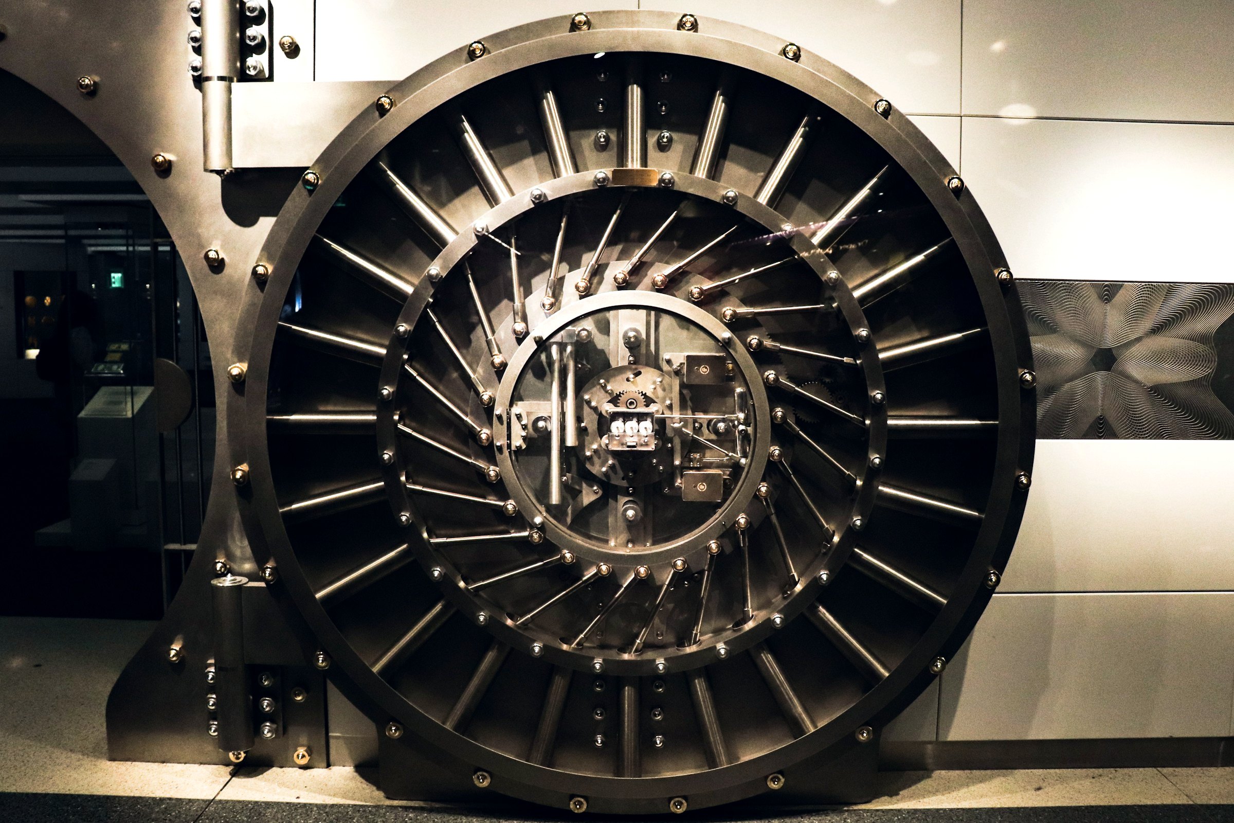 Open bank vault door